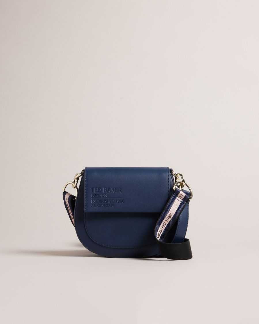 Ted Baker Darcell Branded Webbing Satchel Cross Body Bag Navy | 0546817-EG