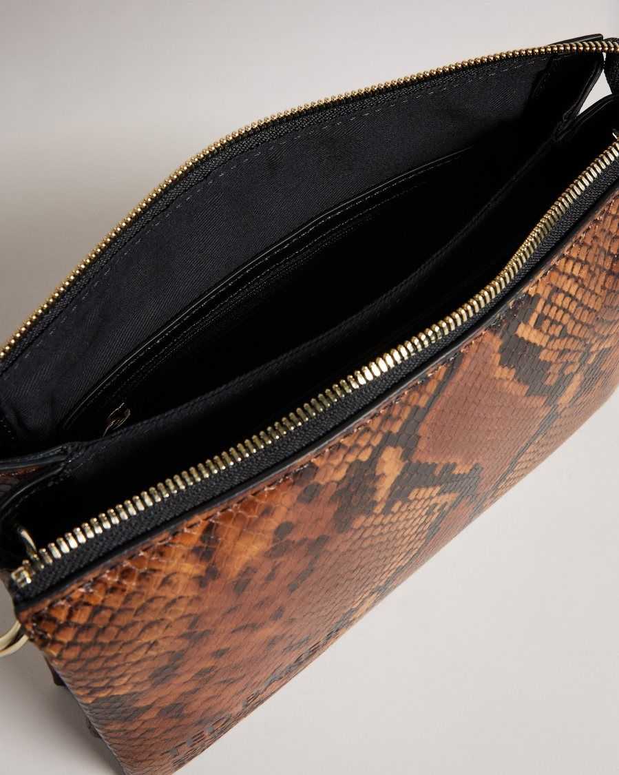 Ted Baker Darceys Branded Webbing Snake Detail Cross Body Brown | 7852034-LH