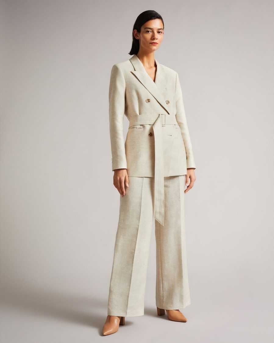 Ted Baker Darlon Relaxed Oversized Peak Lapel Blazer Ivory | 5037421-AQ