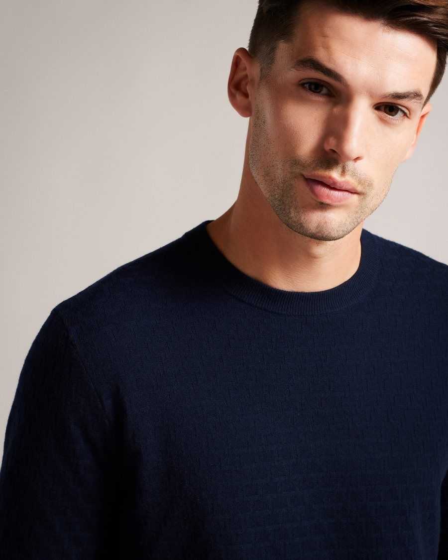 Ted Baker Dartell Long Sleeve T Stitched Crew Neck Jumper Navy | 7409213-PW