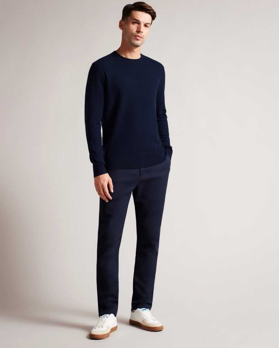 Ted Baker Dartell Long Sleeve T Stitched Crew Neck Jumper Navy | 7409213-PW