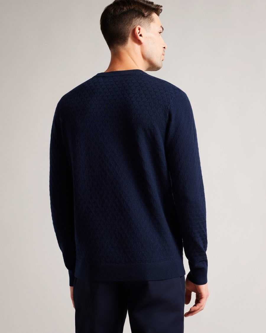 Ted Baker Dartell Long Sleeve T Stitched Crew Neck Jumper Navy | 7409213-PW