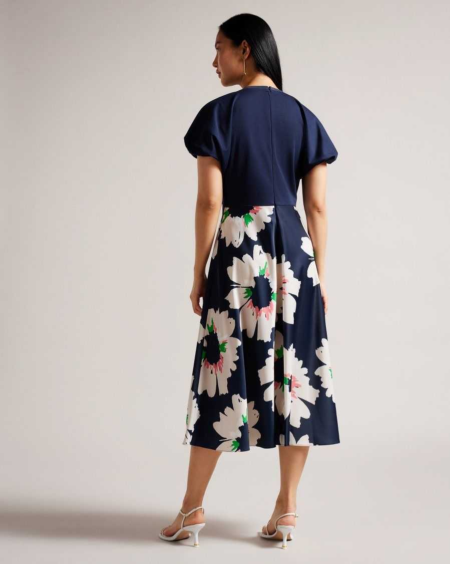 Ted Baker Daysiah Ponte Top Dress With Midi Skirt Dark Navy | 3247085-JI