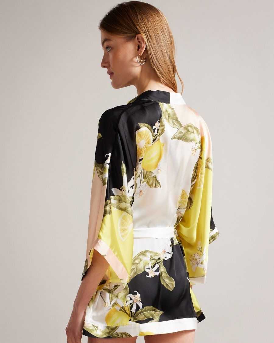 Ted Baker Denissy Lemon Print Kimono Black | 8917462-UA