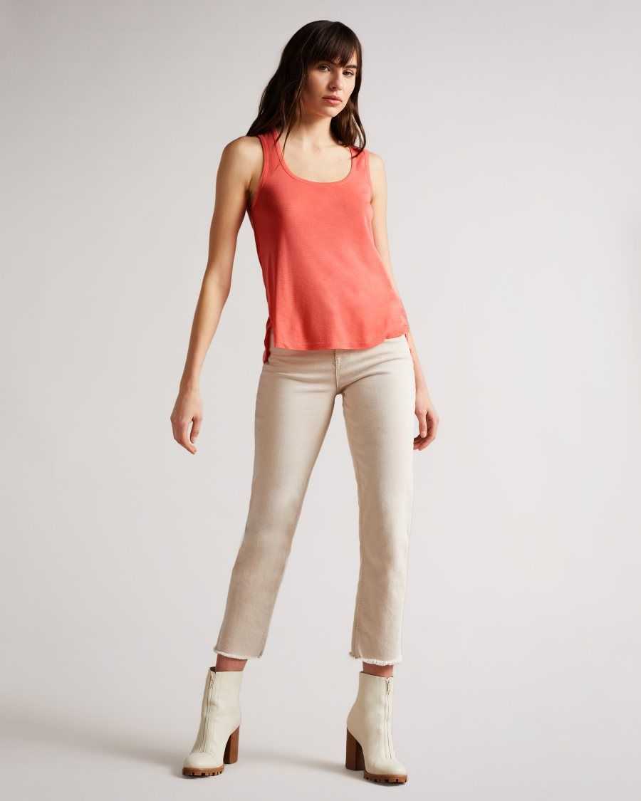 Ted Baker Derien Easy Fit Jersey Tank Coral | 2305981-OB