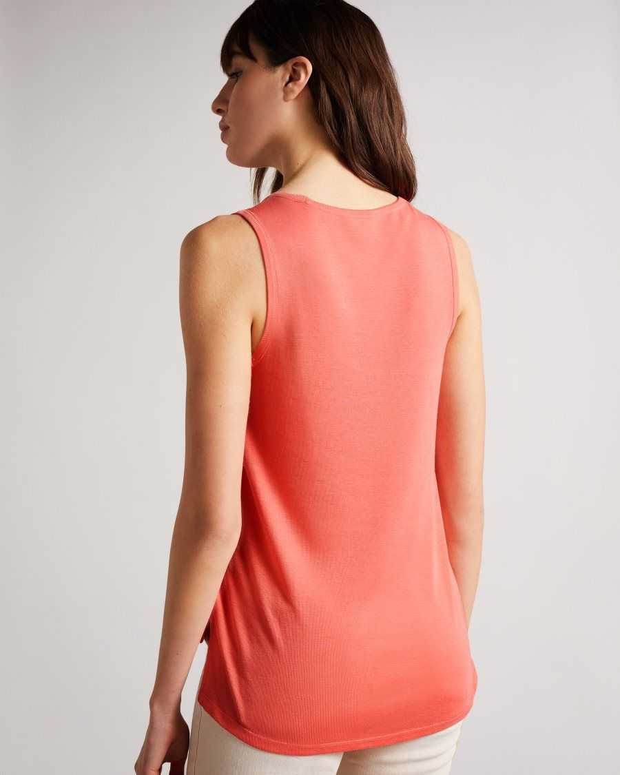 Ted Baker Derien Easy Fit Jersey Tank Coral | 2305981-OB