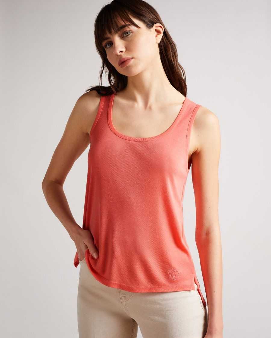 Ted Baker Derien Easy Fit Jersey Tank Coral | 2305981-OB