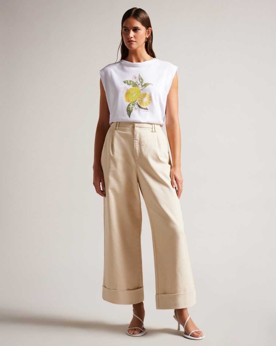 Ted Baker Dieanaa Sleeveless Lemon Graphic Top White | 1285463-BS