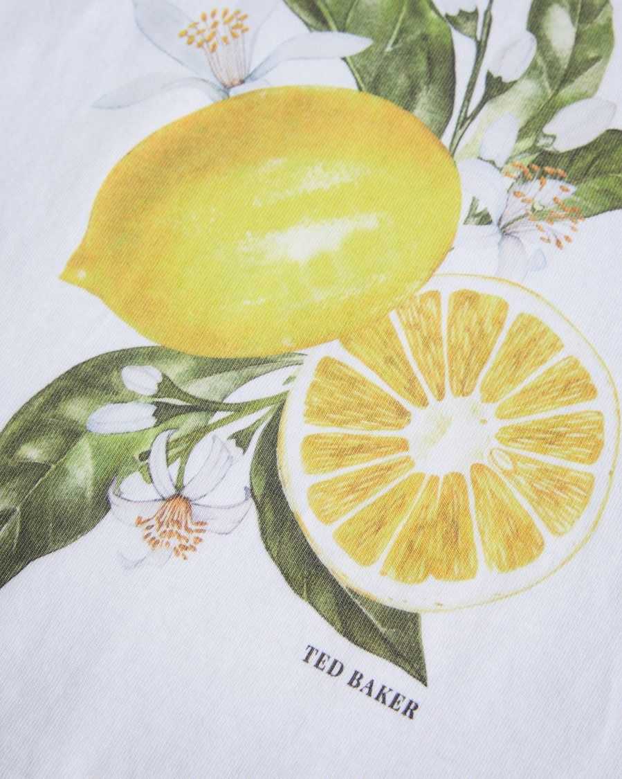 Ted Baker Dieanaa Sleeveless Lemon Graphic Top White | 1285463-BS