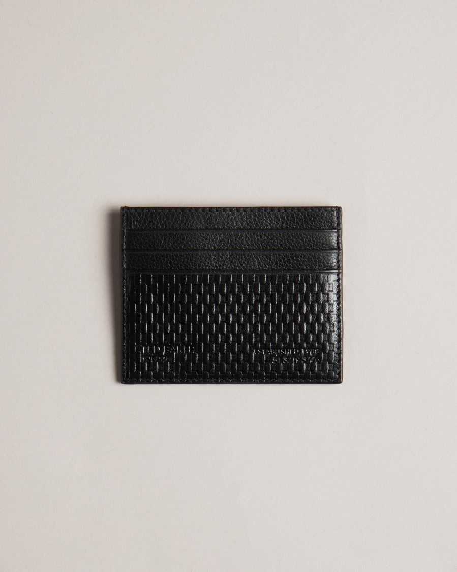 Ted Baker Dirk Textured Leather Card Holder Black | 6980321-GL