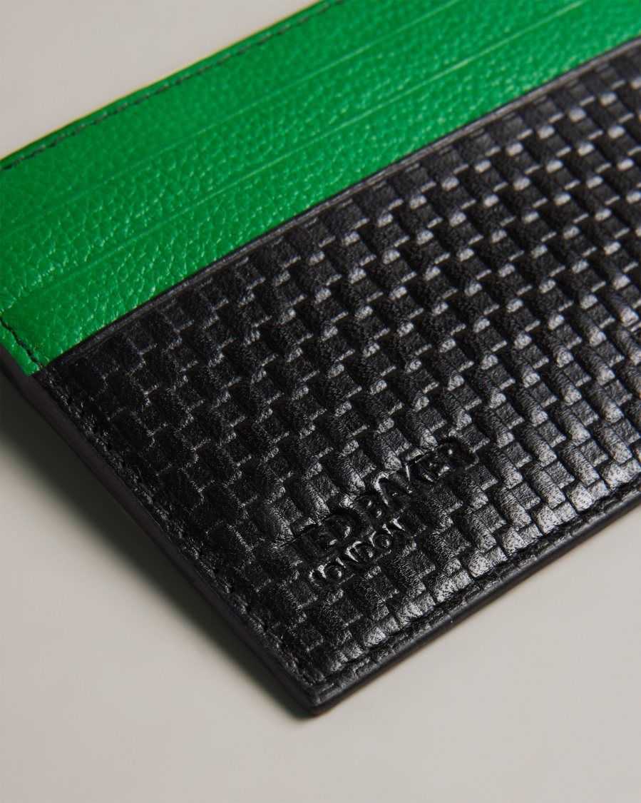 Ted Baker Dirk Textured Leather Card Holder Green | 7036924-GA