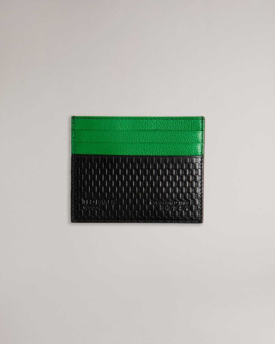 Ted Baker Dirk Textured Leather Card Holder Green | 7036924-GA