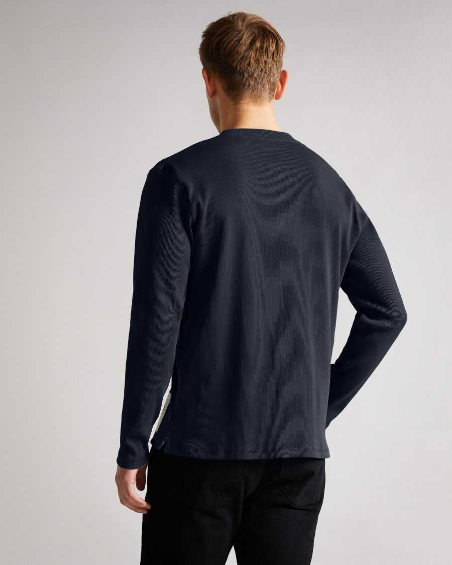 Ted Baker Ditton Long Sleeve Ribbed Top Navy | 7956103-AM