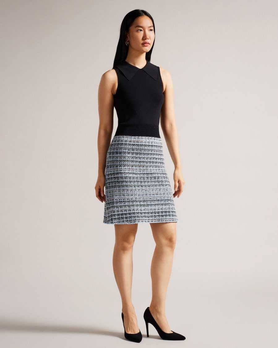 Ted Baker Diveena Knit Bodice Shift Dress Black | 4568921-JY