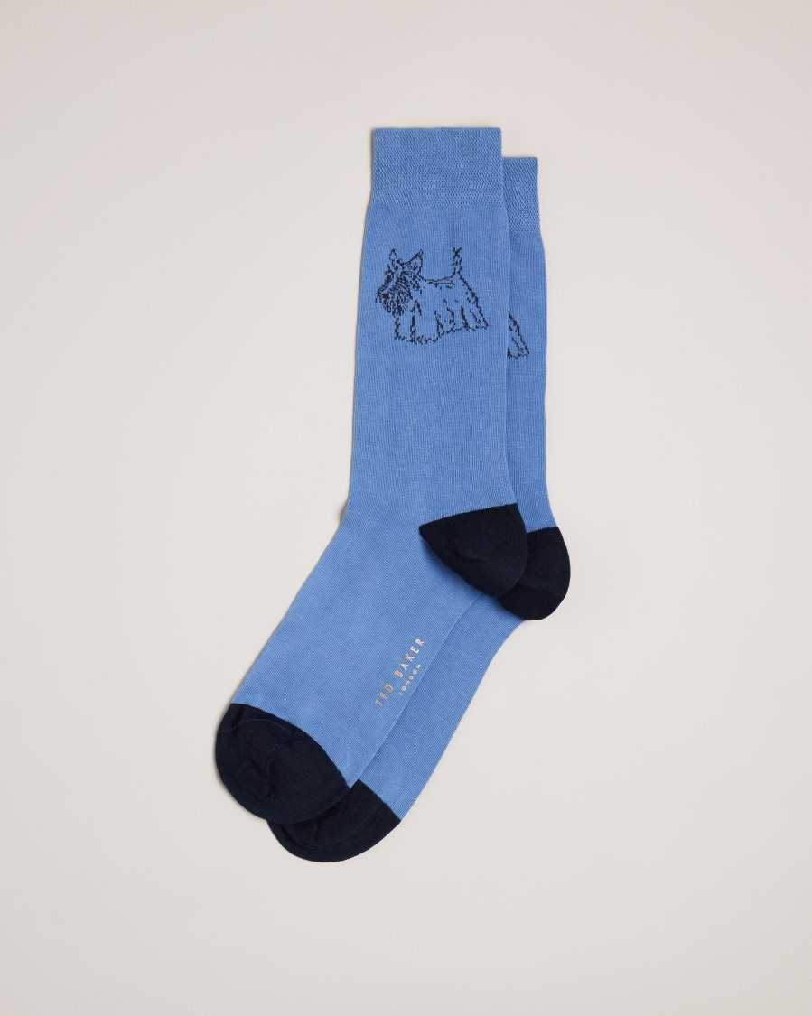 Ted Baker Dogsock Scottie Dog Print Socks Blue | 0692748-LA