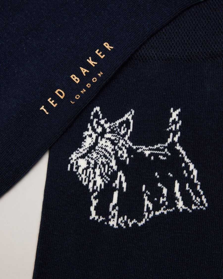 Ted Baker Dogsock Scottie Dog Print Socks Dark Navy | 0936548-NY