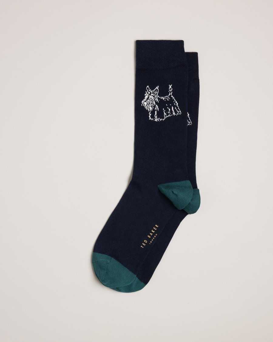 Ted Baker Dogsock Scottie Dog Print Socks Dark Navy | 0936548-NY