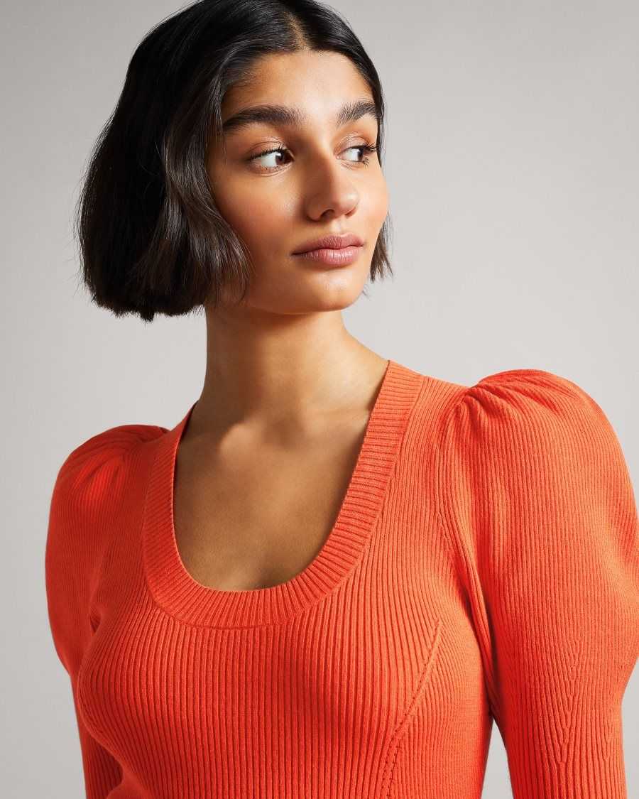 Ted Baker Dollra Scoop Neck Bodycon Dress Orange | 0487529-SE