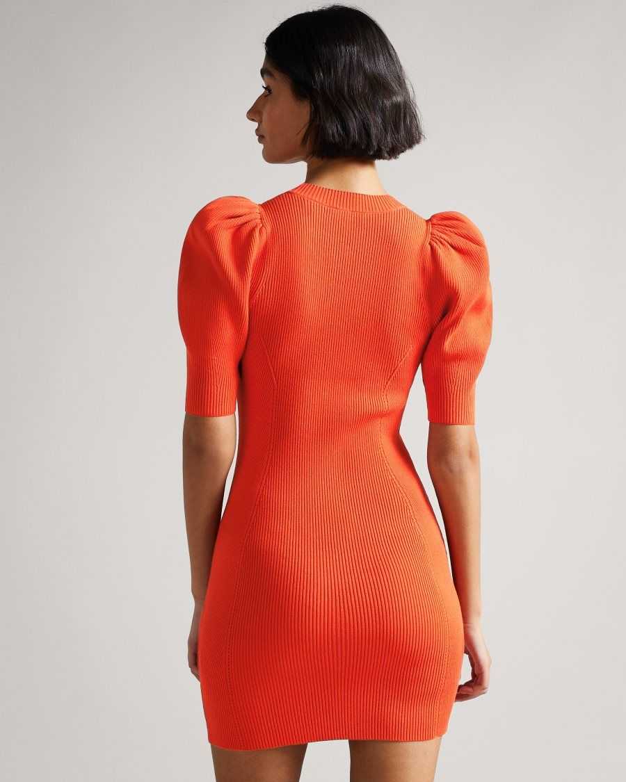 Ted Baker Dollra Scoop Neck Bodycon Dress Orange | 0487529-SE