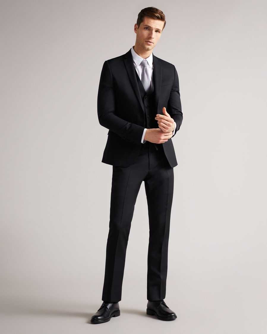 Ted Baker Dundejs Slim Fit Black Twill Suit Jacket Black | 7019263-EK