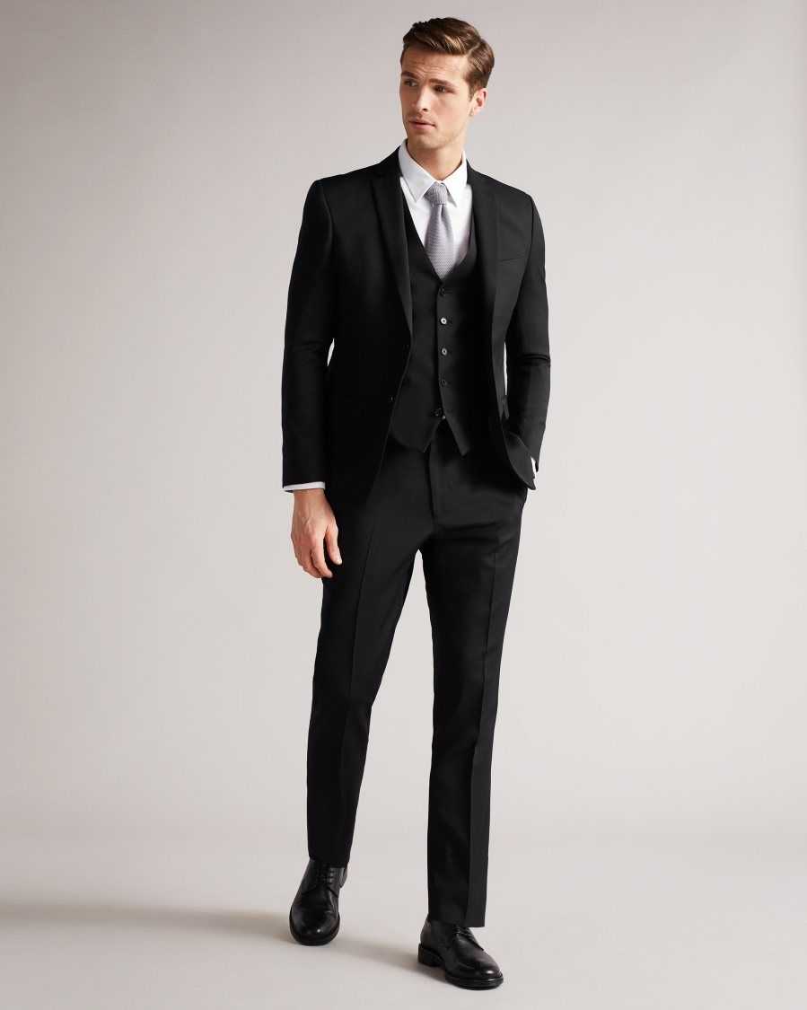 Ted Baker Dundews Slim Black Twill Suit Waistcoat Black | 3806927-YS