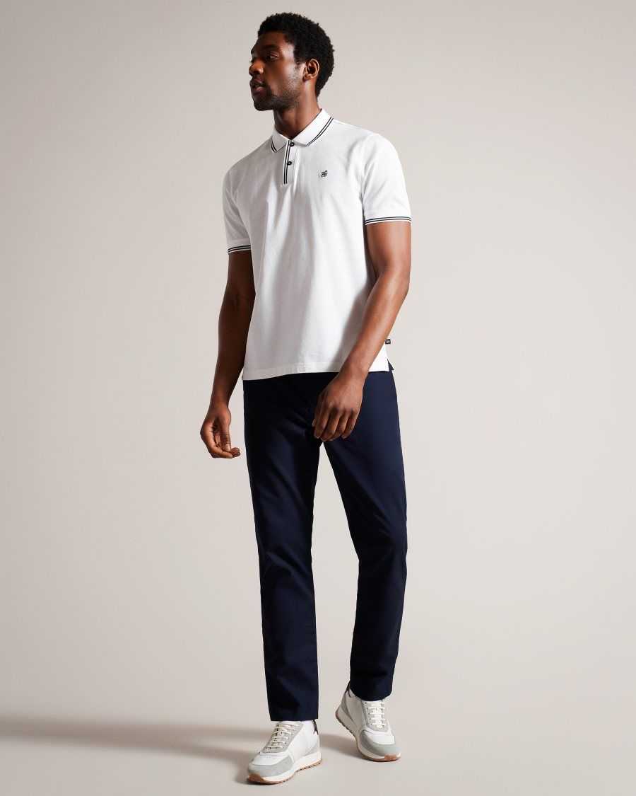 Ted Baker Dynam Monogram Diamond Knit Polo Shirt White | 4130852-NG