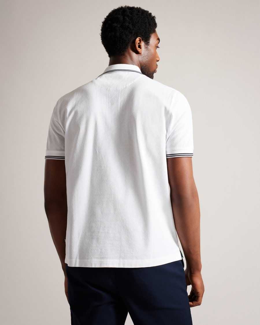 Ted Baker Dynam Monogram Diamond Knit Polo Shirt White | 4130852-NG