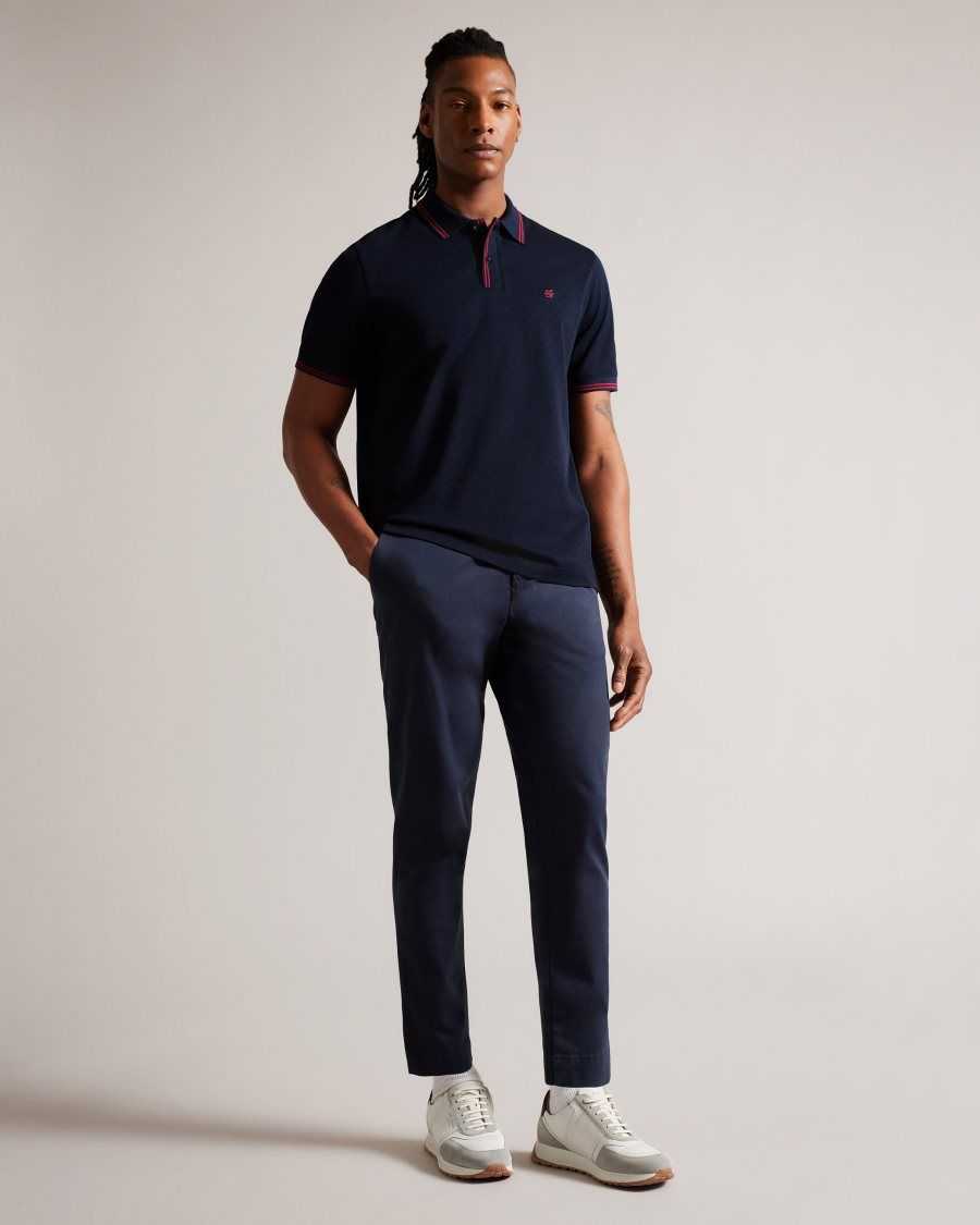 Ted Baker Dynam Monogram Diamond Knit Polo Shirt Navy | 6472958-RF