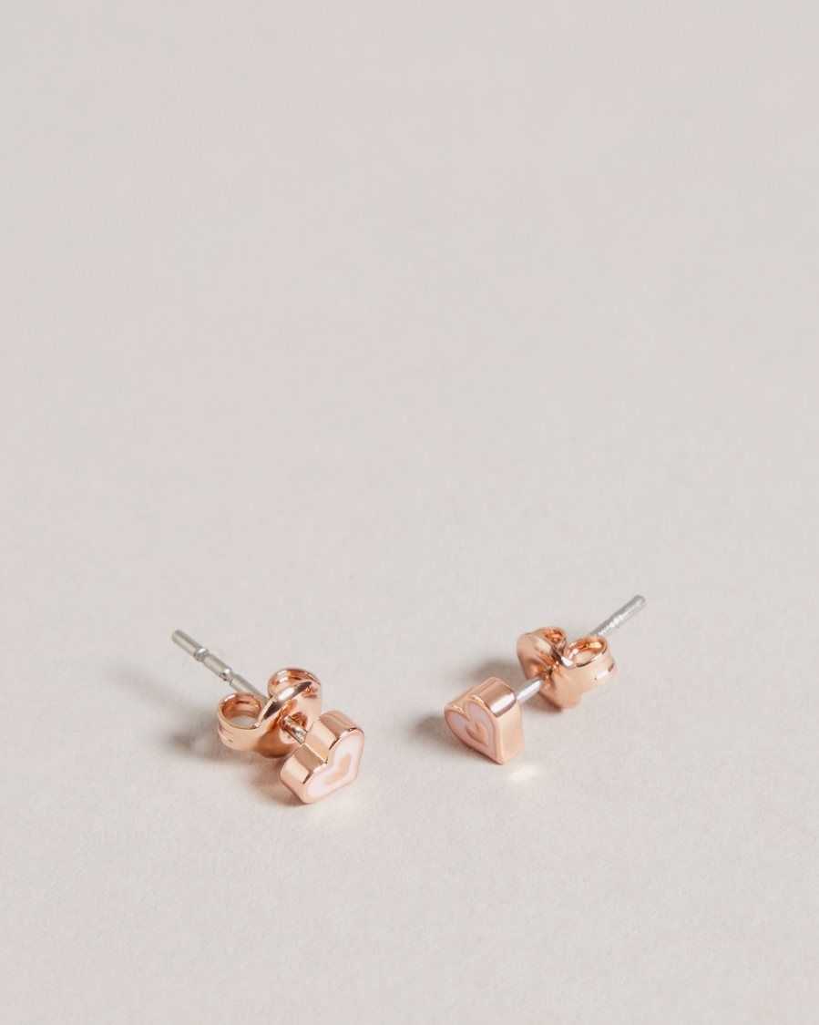 Ted Baker Eeliott Enamel Heart Nano Stud Earring Pale Pink | 8192730-FR