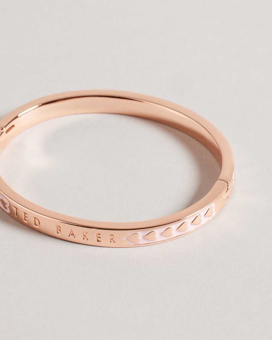 Ted Baker Eellie Enamel Heart Bangle Pale Pink | 2351849-VY