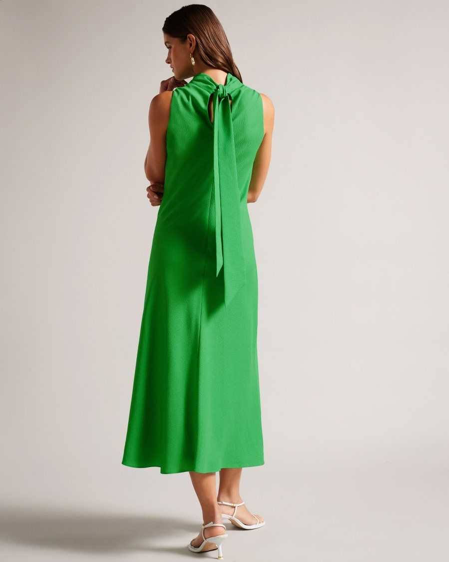 Ted Baker Eleanar Cowl Neck Sleeveless Midi Slip Dress Green | 3056984-XU