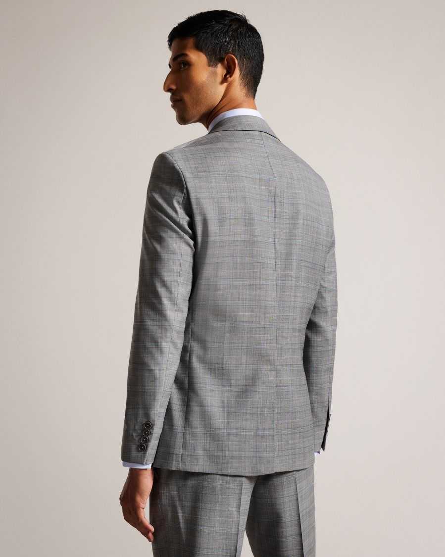 Ted Baker Elgoljs Wool Blend Check Jacket Grey | 9834562-HI