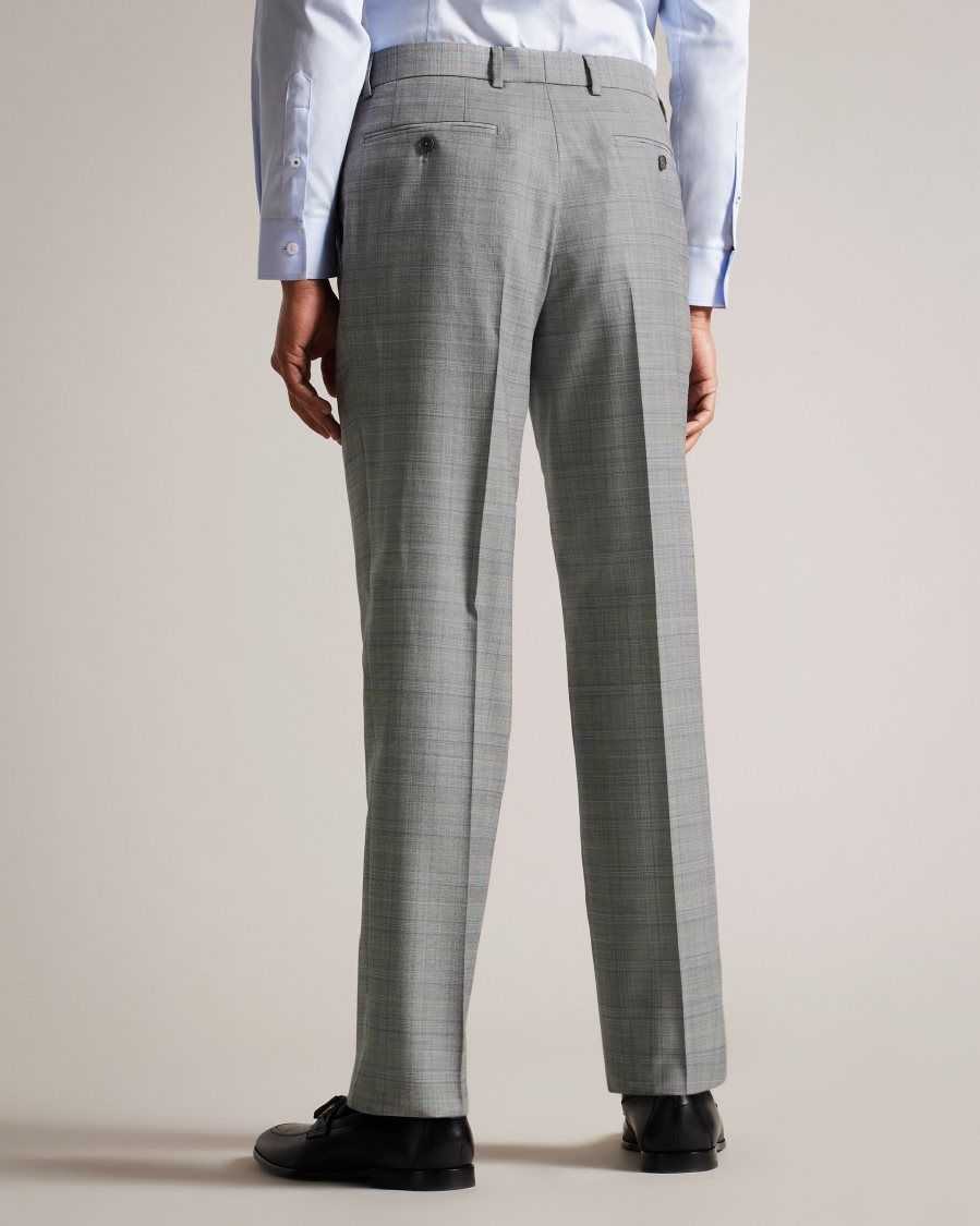 Ted Baker Elgolts Wool Blend Check Trousers Grey | 6372940-WX