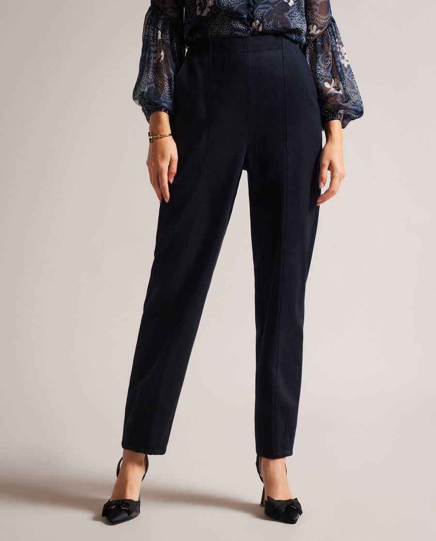 Ted Baker Eliona Barrel Trousers With Pin Tuck Detail Navy | 5906428-AL