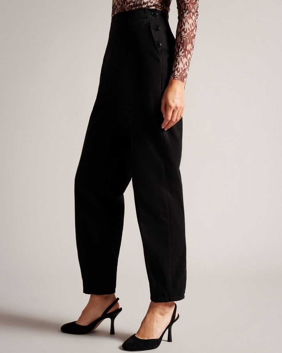 Ted Baker Eliona Barrel Trousers With Pin Tuck Detail Black | 7031258-WD