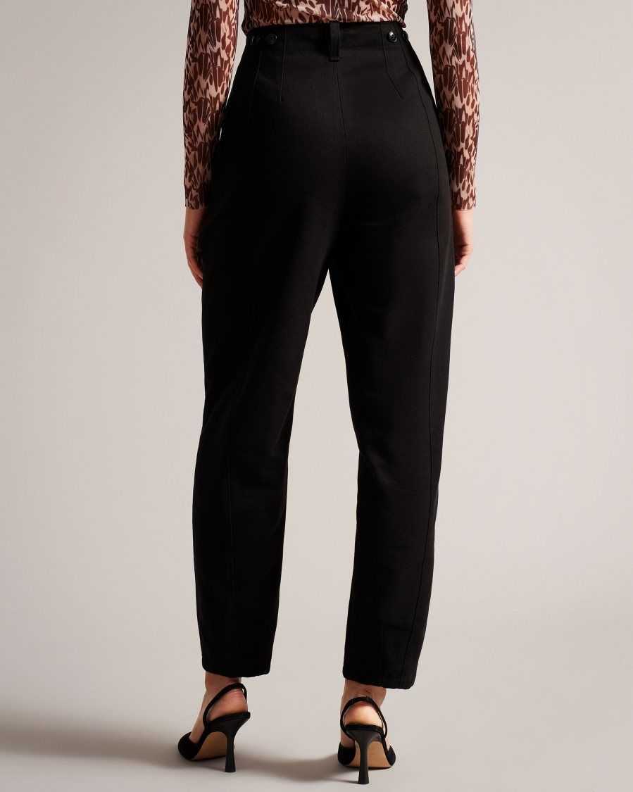 Ted Baker Eliona Barrel Trousers With Pin Tuck Detail Black | 7031258-WD