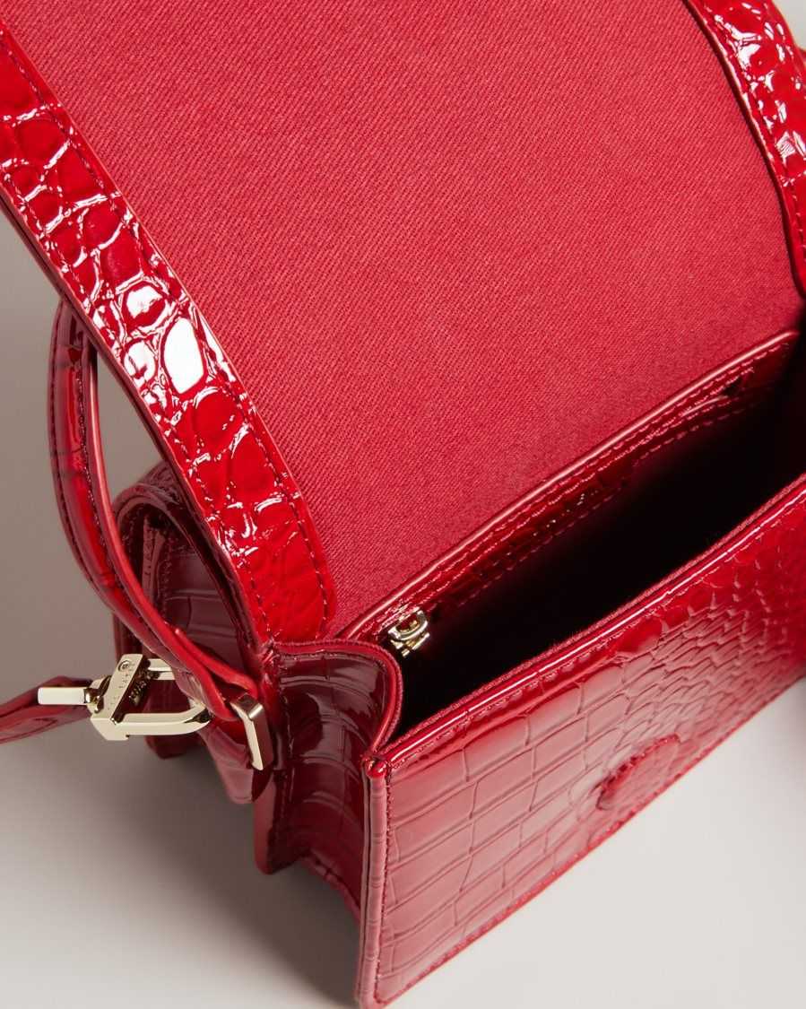 Ted Baker Ell Imitation Croc Mini Crossbody Bag Red | 9016274-AD