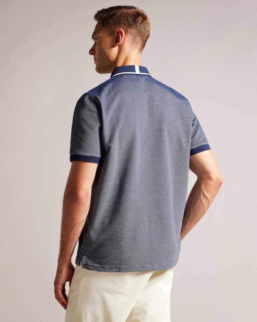 Ted Baker Ellerby Short Sleeve Striped Polo Shirt Navy | 8539042-DI