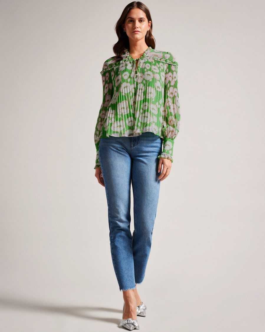 Ted Baker Ellerie Swing Blouse with Blouson Sleeve Green | 2618734-QG