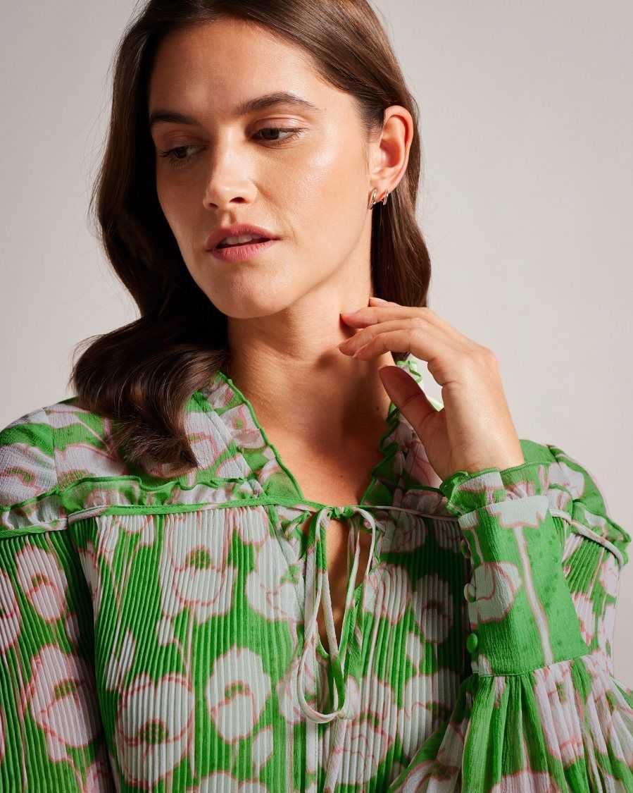 Ted Baker Ellerie Swing Blouse with Blouson Sleeve Green | 2618734-QG