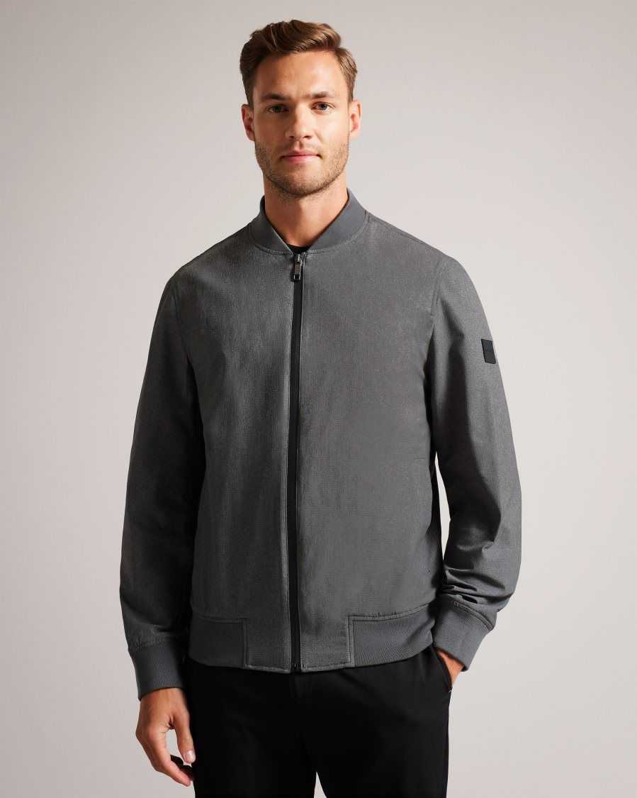 Ted Baker Elmhrst Textured Stretch Bomber Jacket Grey | 6025371-CT