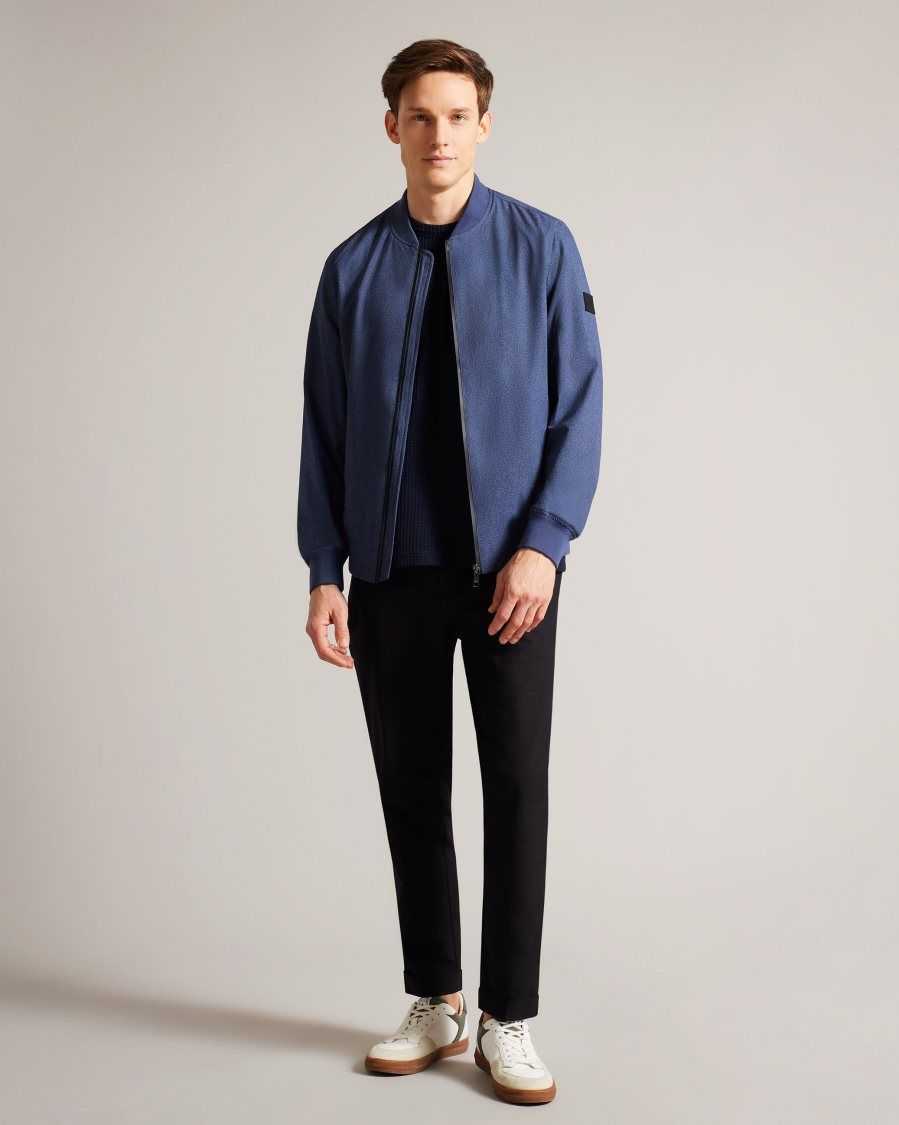 Ted Baker Elmhrst Textured Stretch Bomber Jacket Dark Blue | 6981723-PM