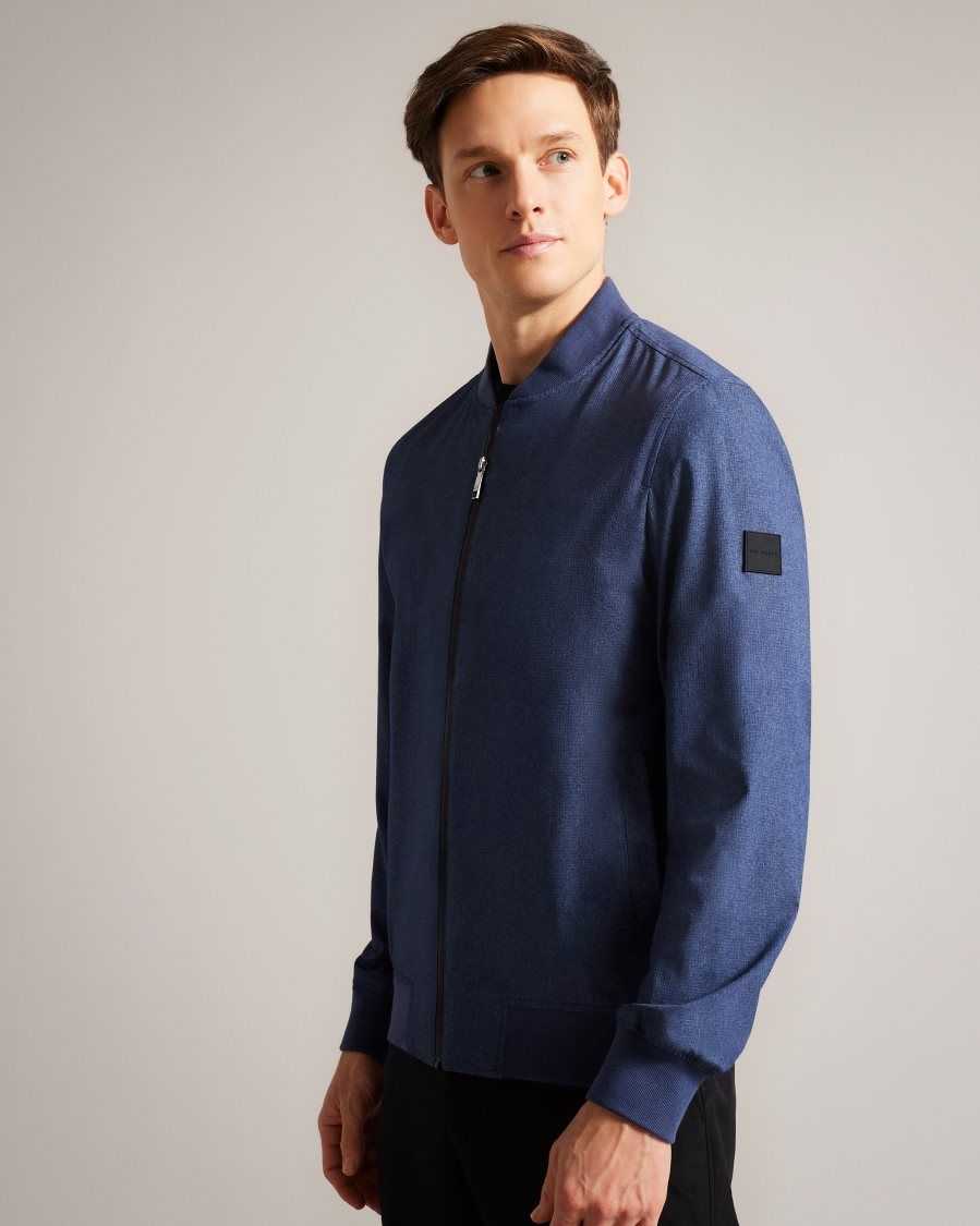 Ted Baker Elmhrst Textured Stretch Bomber Jacket Dark Blue | 6981723-PM