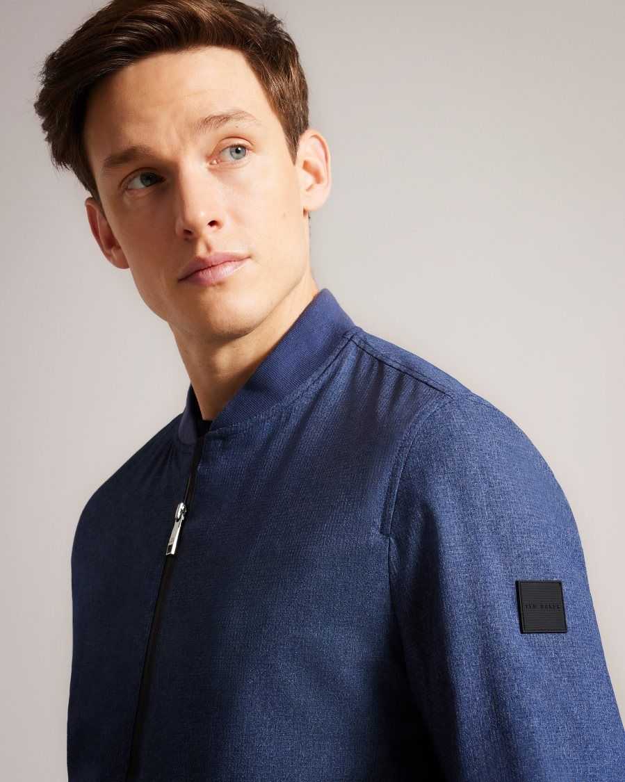 Ted Baker Elmhrst Textured Stretch Bomber Jacket Dark Blue | 6981723-PM