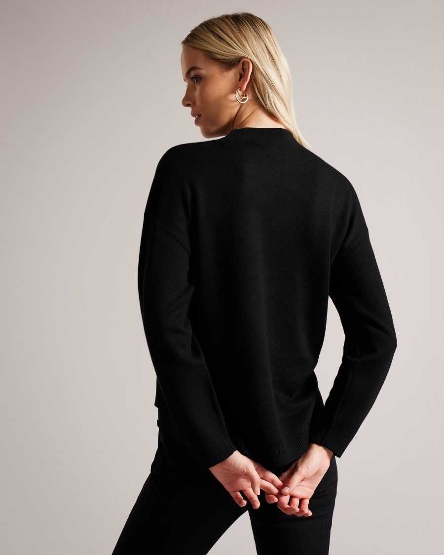 Ted Baker Elonia Branded Wool Blend Jumper Black | 8645219-SJ