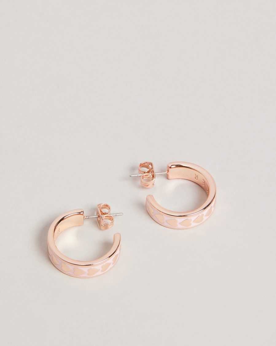 Ted Baker Emrie Enamel Heart Hoop Earrings Pale Pink | 4192580-CR