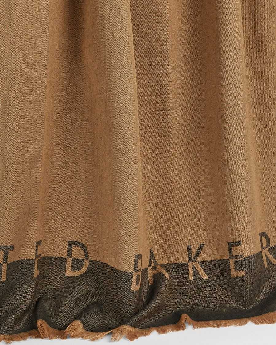 Ted Baker Esteli Ted Baker Logo Long Scarf Tan | 3928056-BI