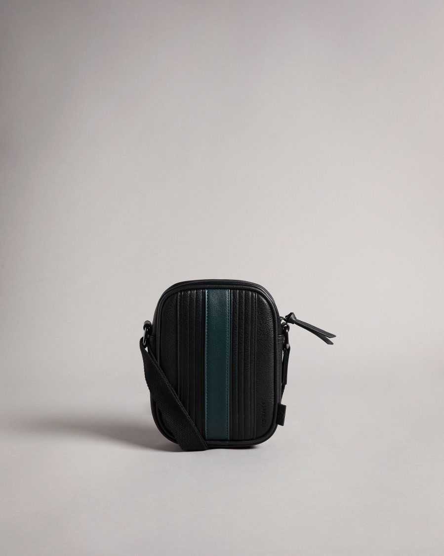 Ted Baker Evver Striped PU Flight Bag Black | 8629301-HJ