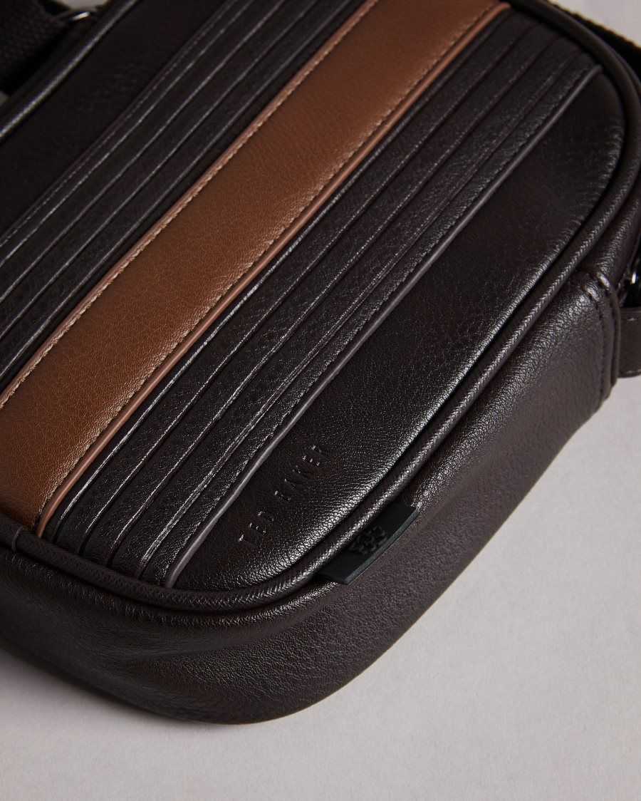 Ted Baker Evver Striped PU Flight Bag Brown-Chocolate | 6439720-UP