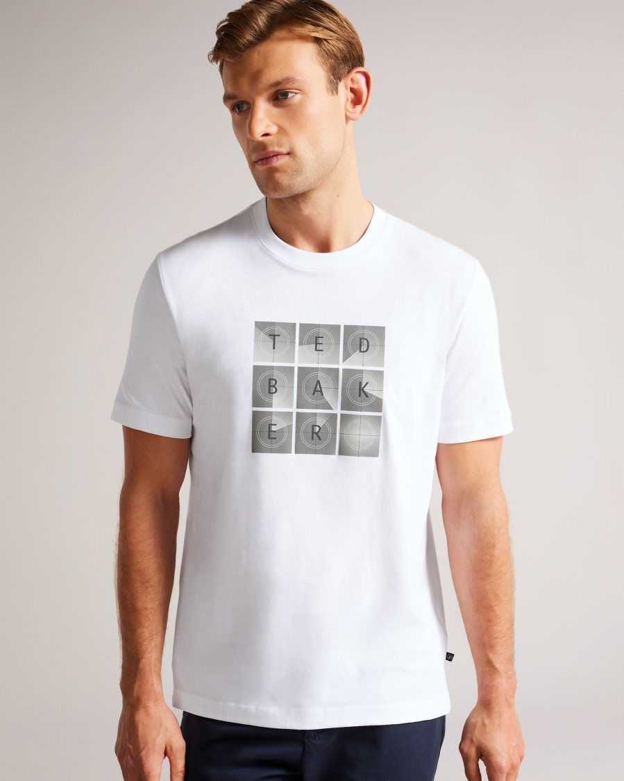 Ted Baker Farow Short Sleeve Regular Fit Branded T-Shirt White | 3718492-QF